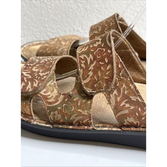 Alegria STE 166 XW Leather Floral Tooled Slides Comfort Sandals Size 40 9.5 10 - Picture 2 of 12
